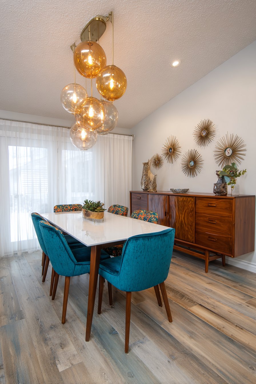 Mixed Era Design with Teal-Stained Contemporary Legs