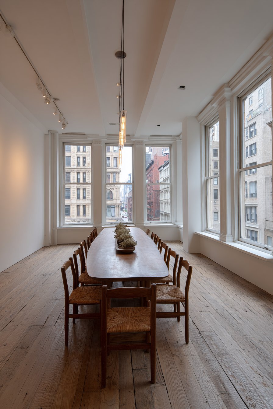 Boat-Shaped Walnut with Woven Rush Seats