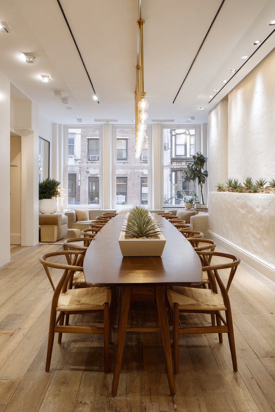 Boat-Shaped Walnut with Woven Rush Seats