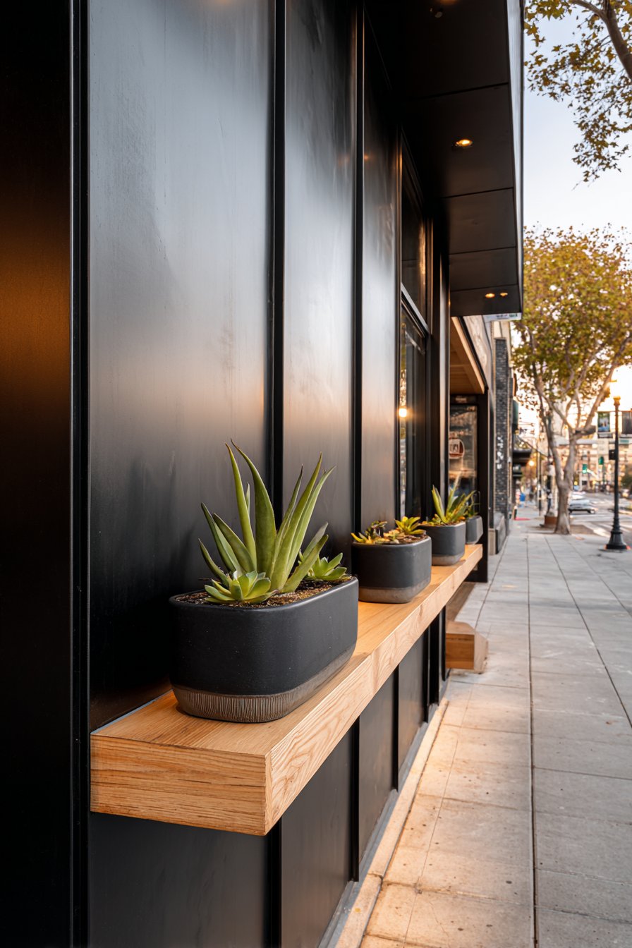 Contemporary Black Metal Panels with Live Edge Wood