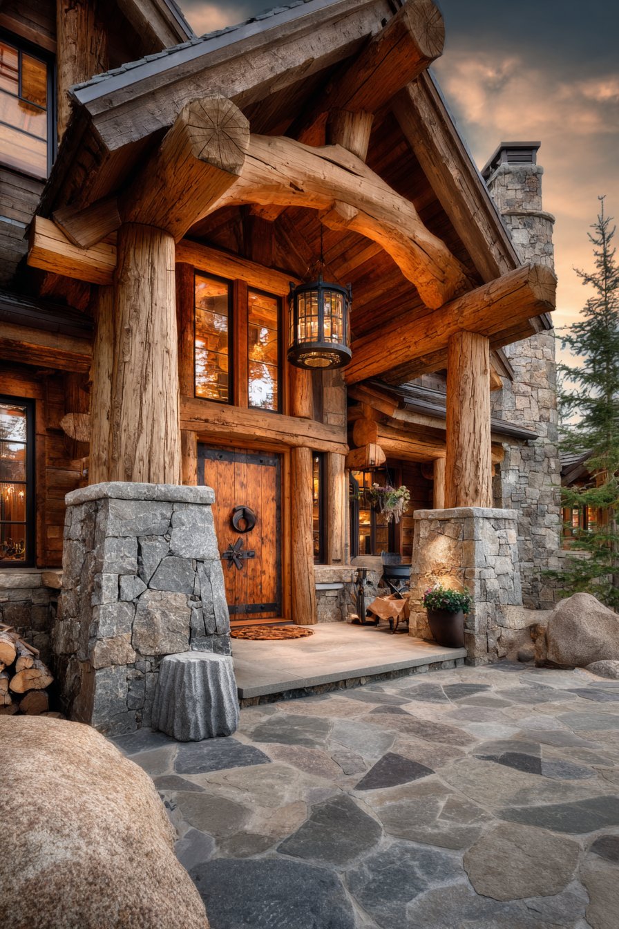 Mountain Lodge Rugged Stone