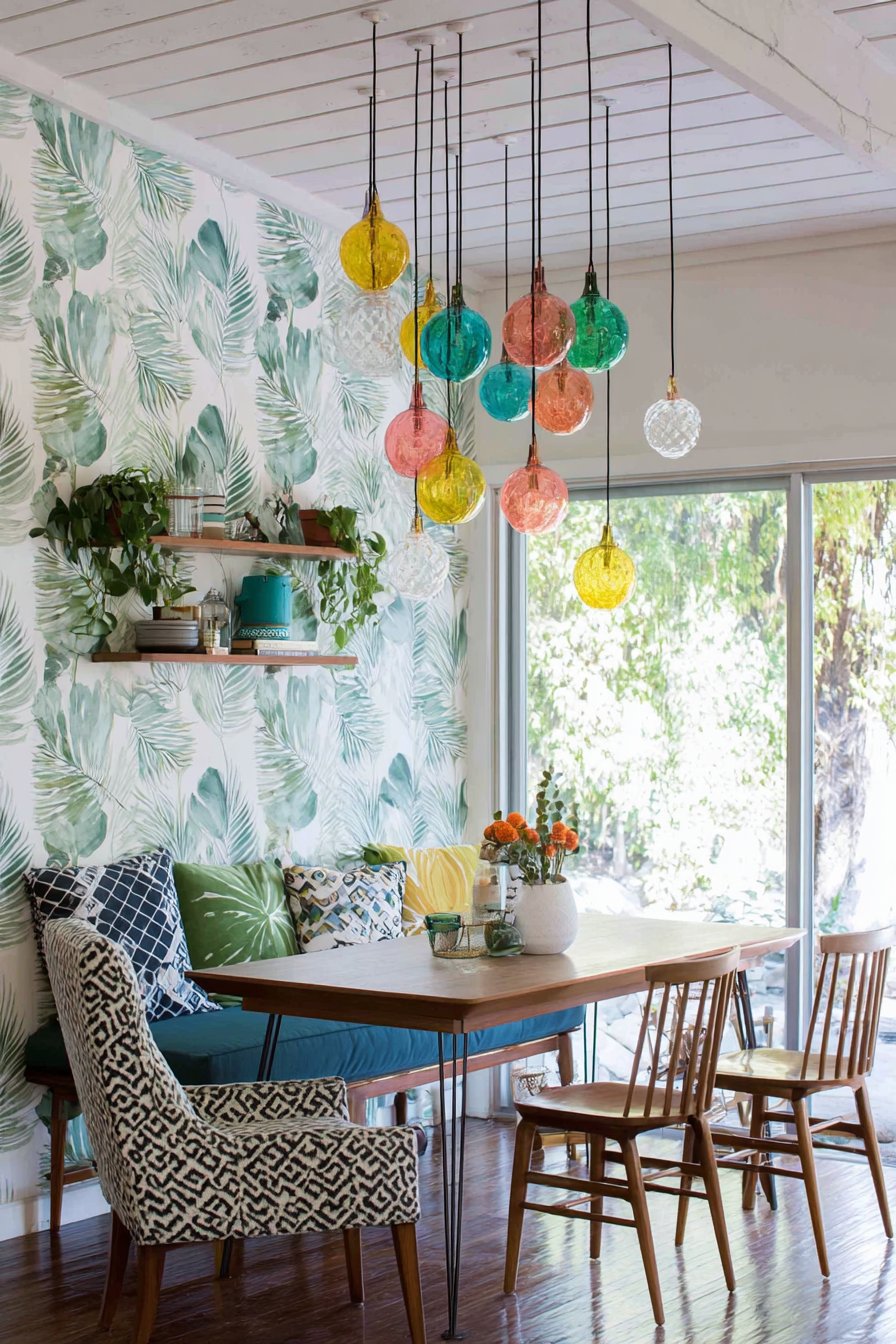 Hairpin Modern with Tropical Wallpaper Accent