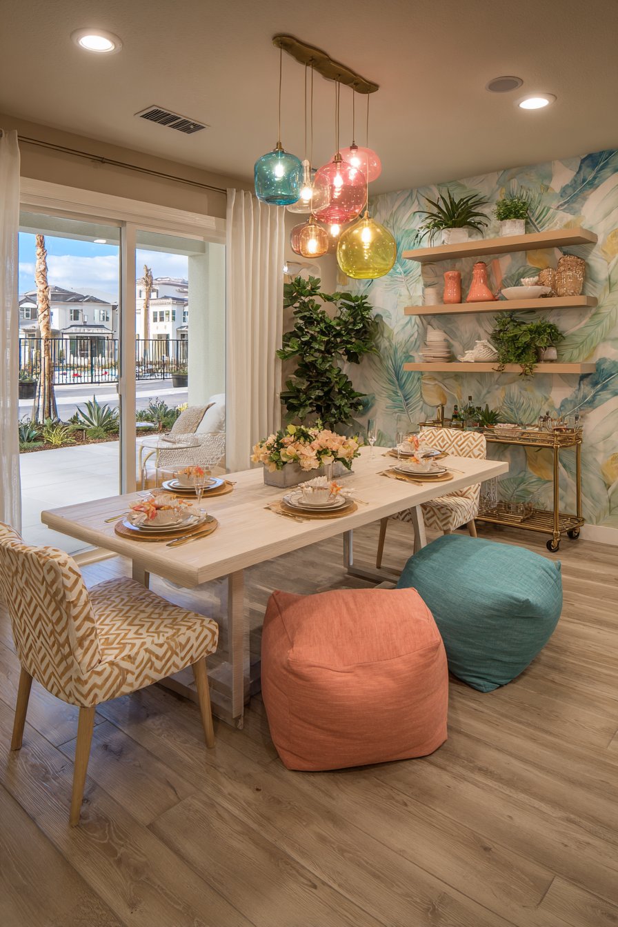 Hairpin Modern with Tropical Wallpaper Accent