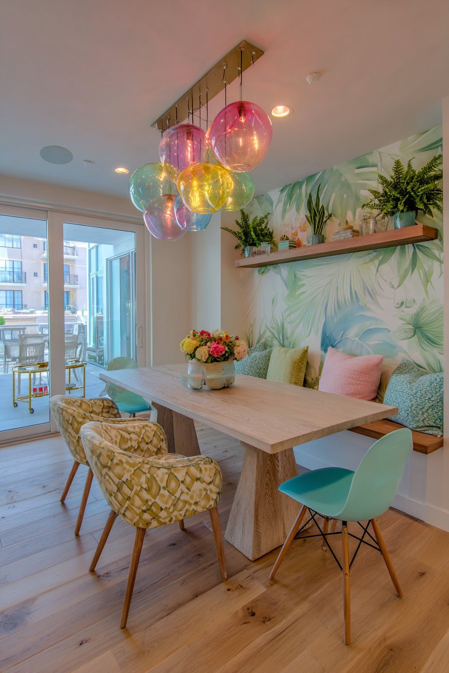 Hairpin Modern with Tropical Wallpaper Accent