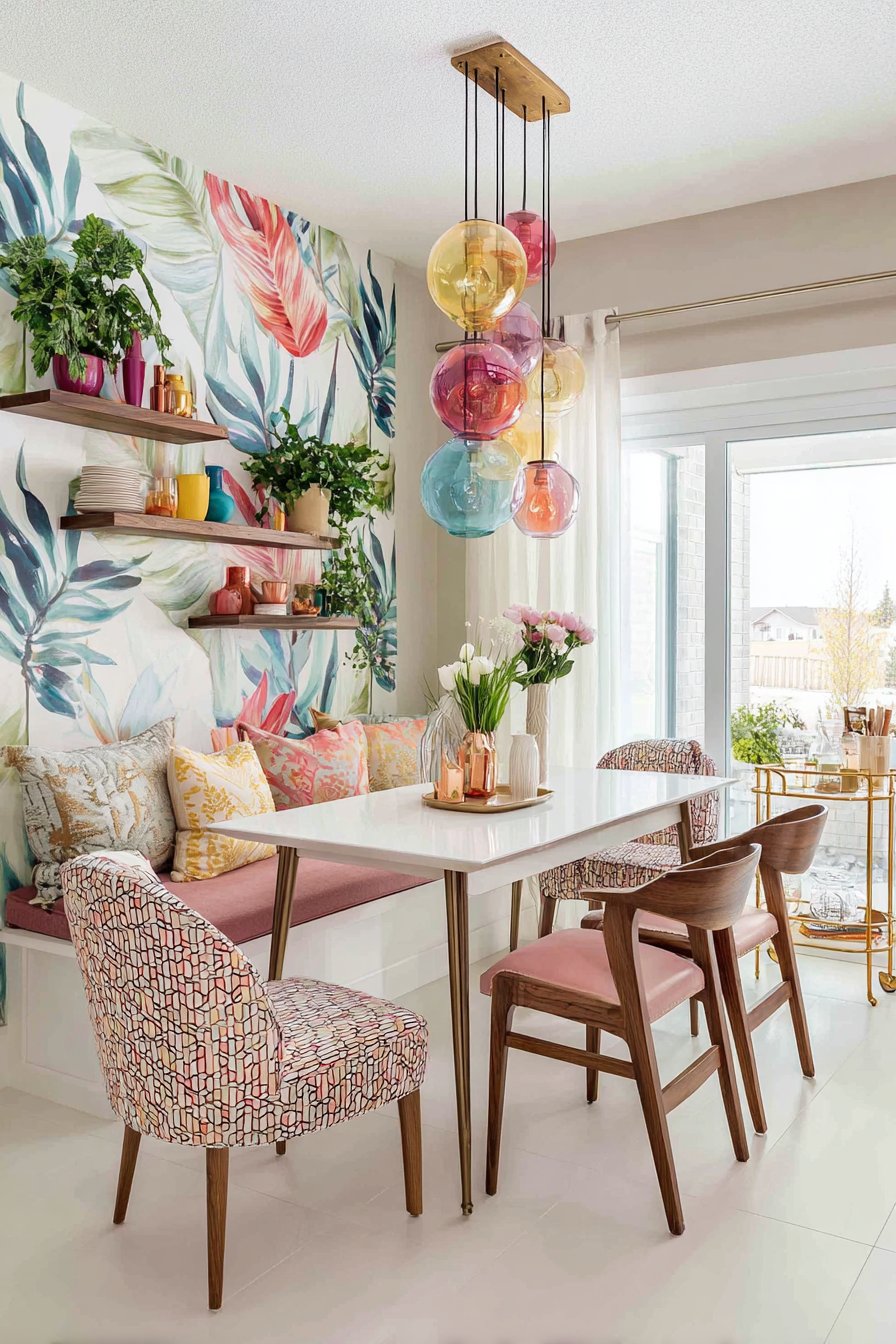 Hairpin Modern with Tropical Wallpaper Accent