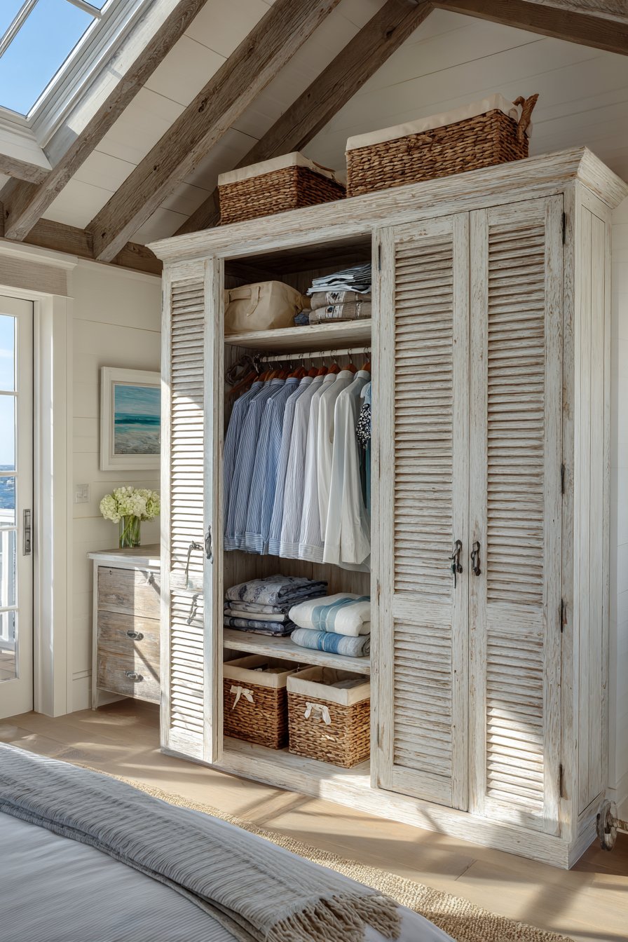 Coastal Whitewashed Louvered Design