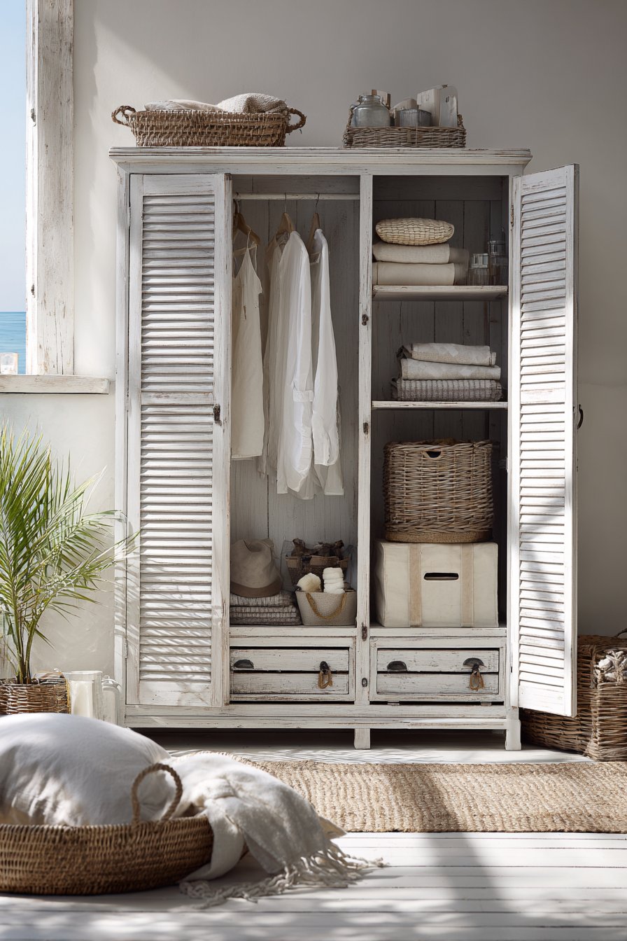 Coastal Whitewashed Louvered Design