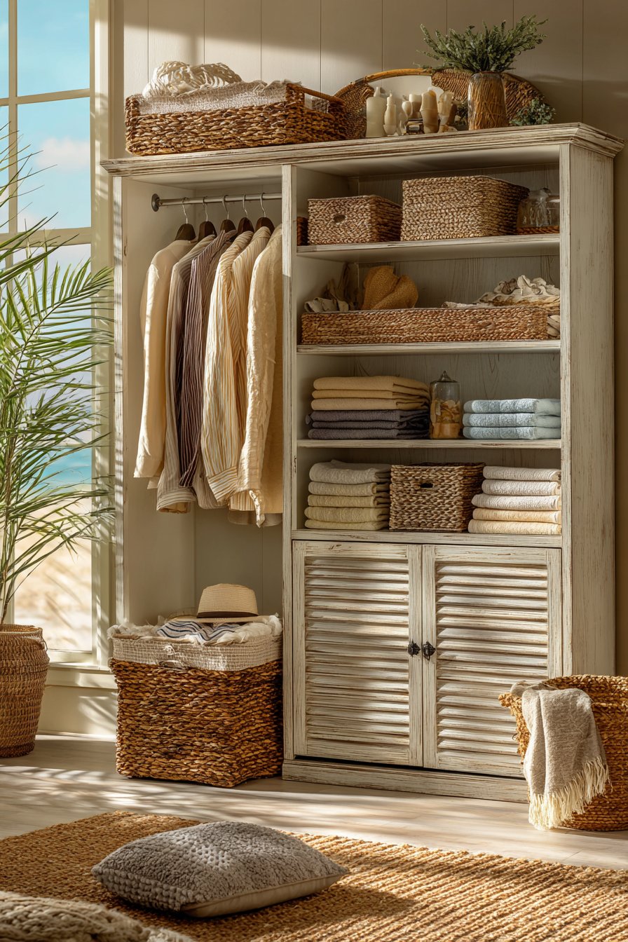 Coastal Whitewashed Louvered Design