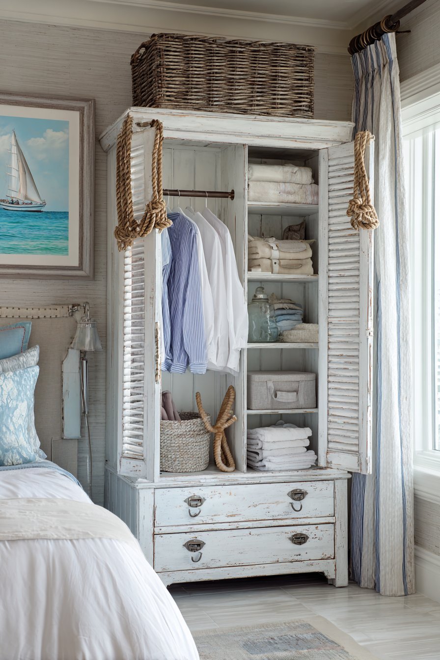 Coastal Whitewashed Louvered Design