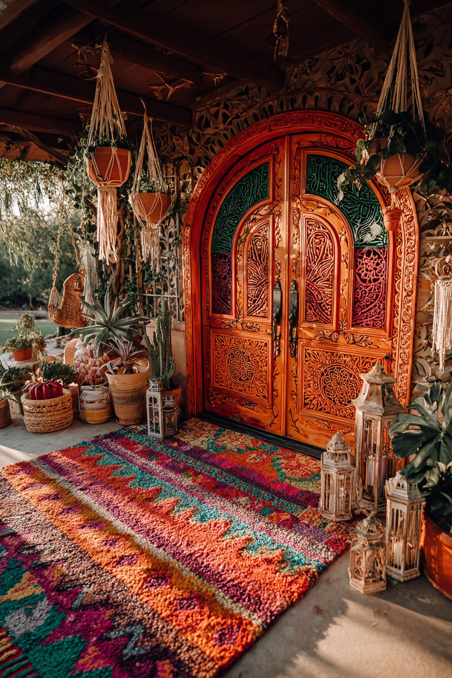 Bohemian Carved Door and Macramé