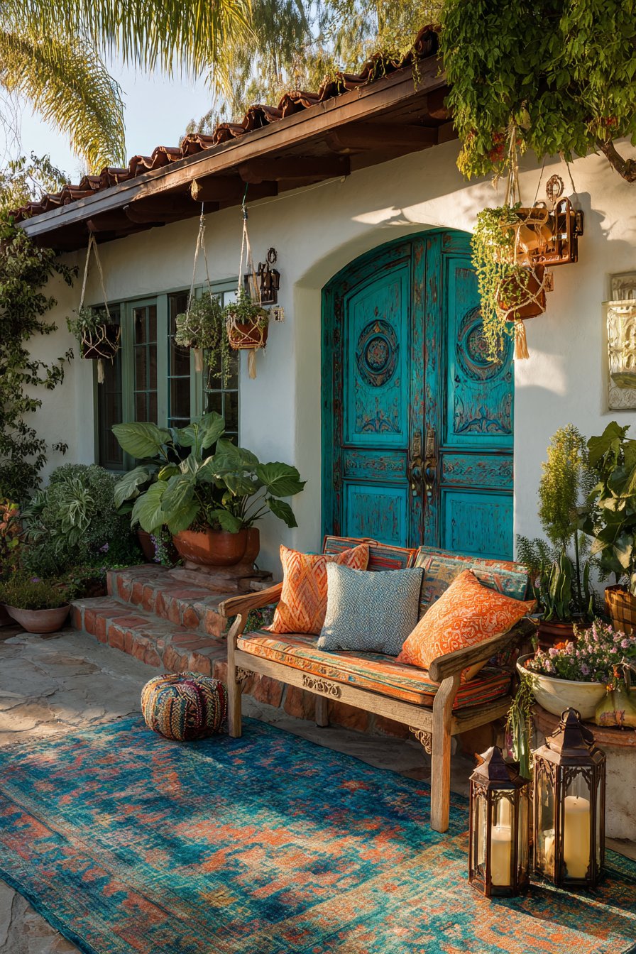 Bohemian Carved Door and Macramé