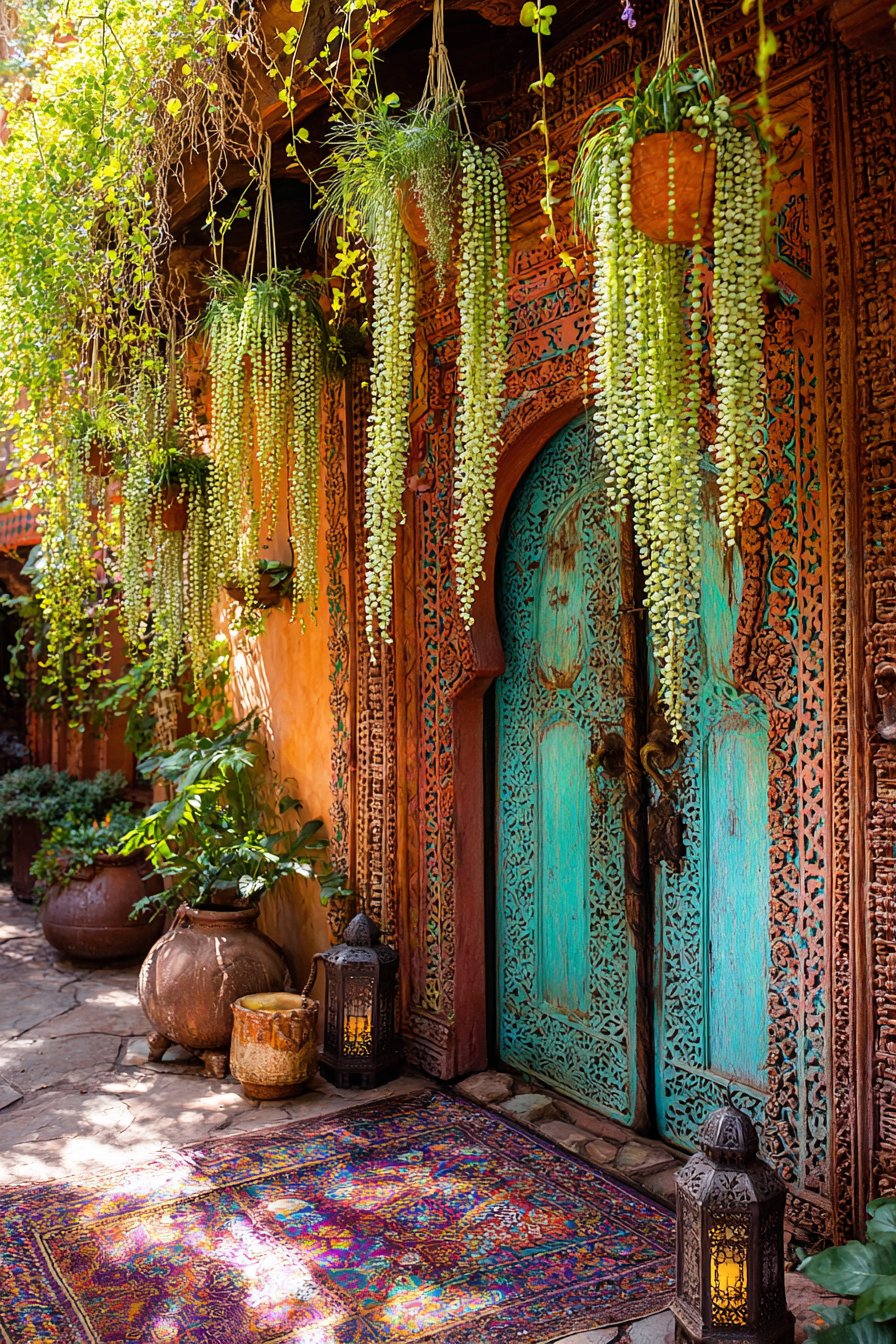 Bohemian Carved Door and Macramé