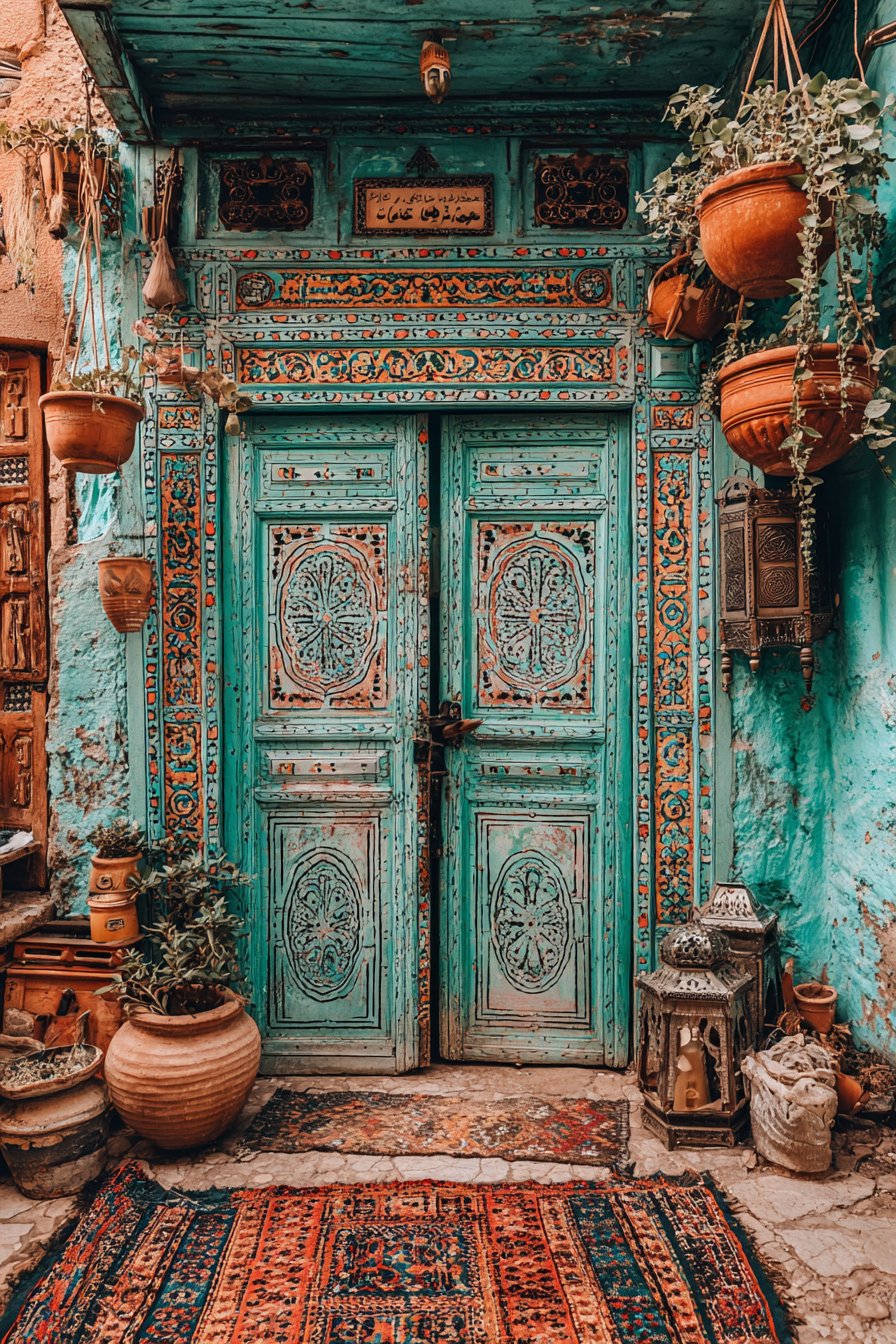 Bohemian Carved Door and Macramé