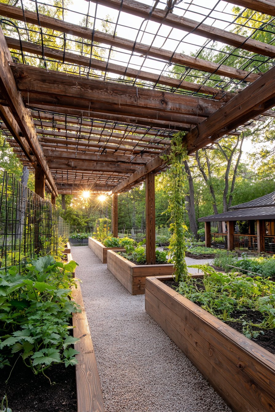 Functional Vegetable Garden Pergola Structure