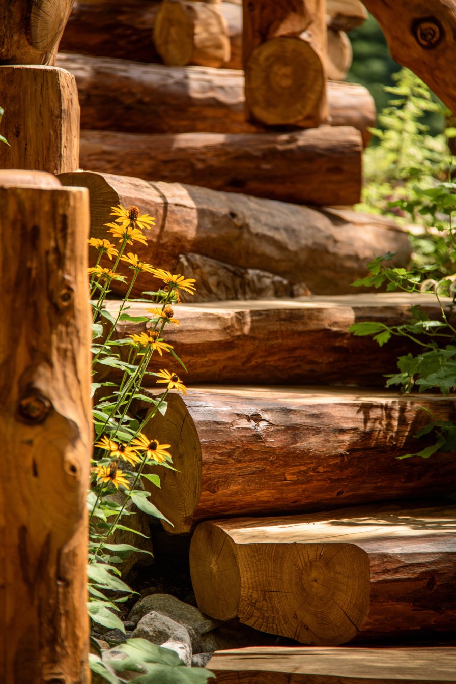 Rustic Peeled Cedar Log Construction