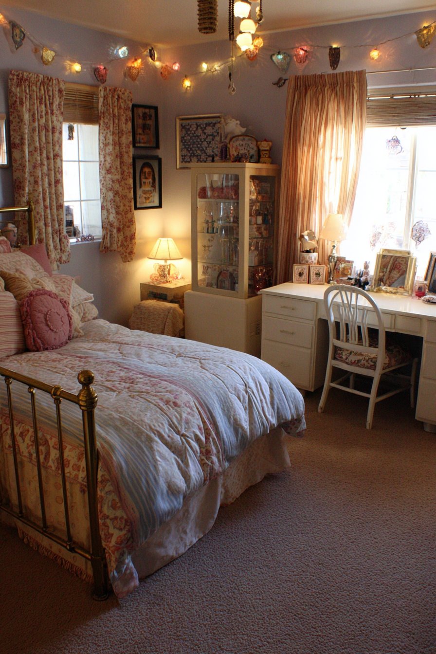 Textured Fabric Wall Treatment with Eclectic Accessories