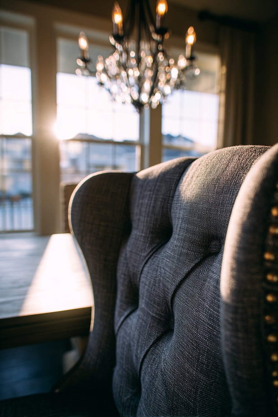 Formal Charcoal Linen with Button Tufting