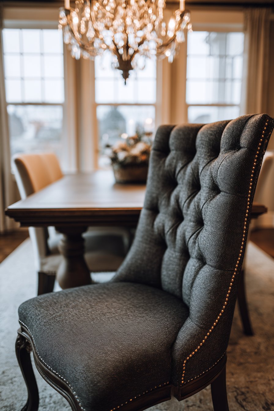 Formal Charcoal Linen with Button Tufting