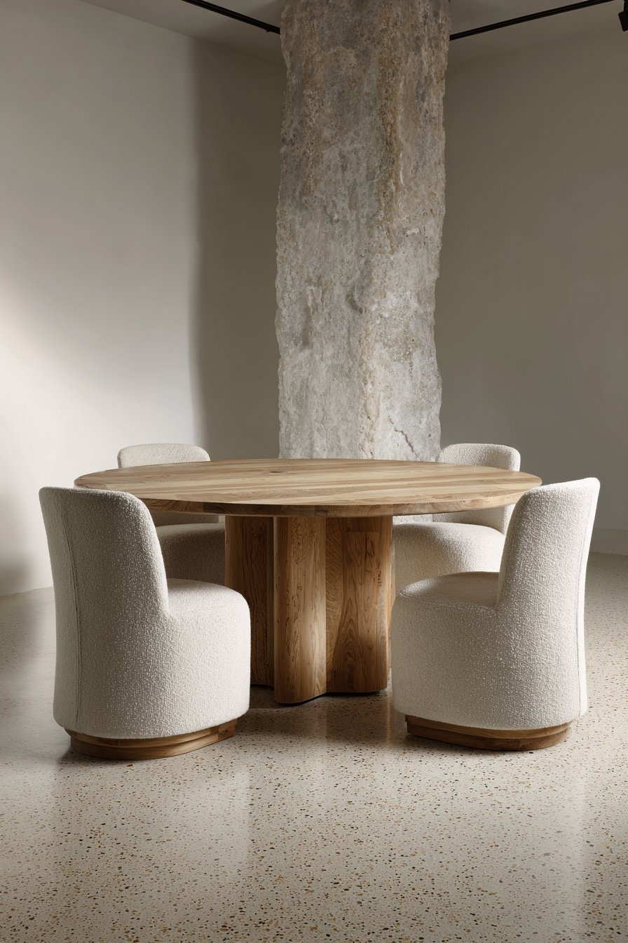 Artistic Concrete Pedestal with Oak Veneer