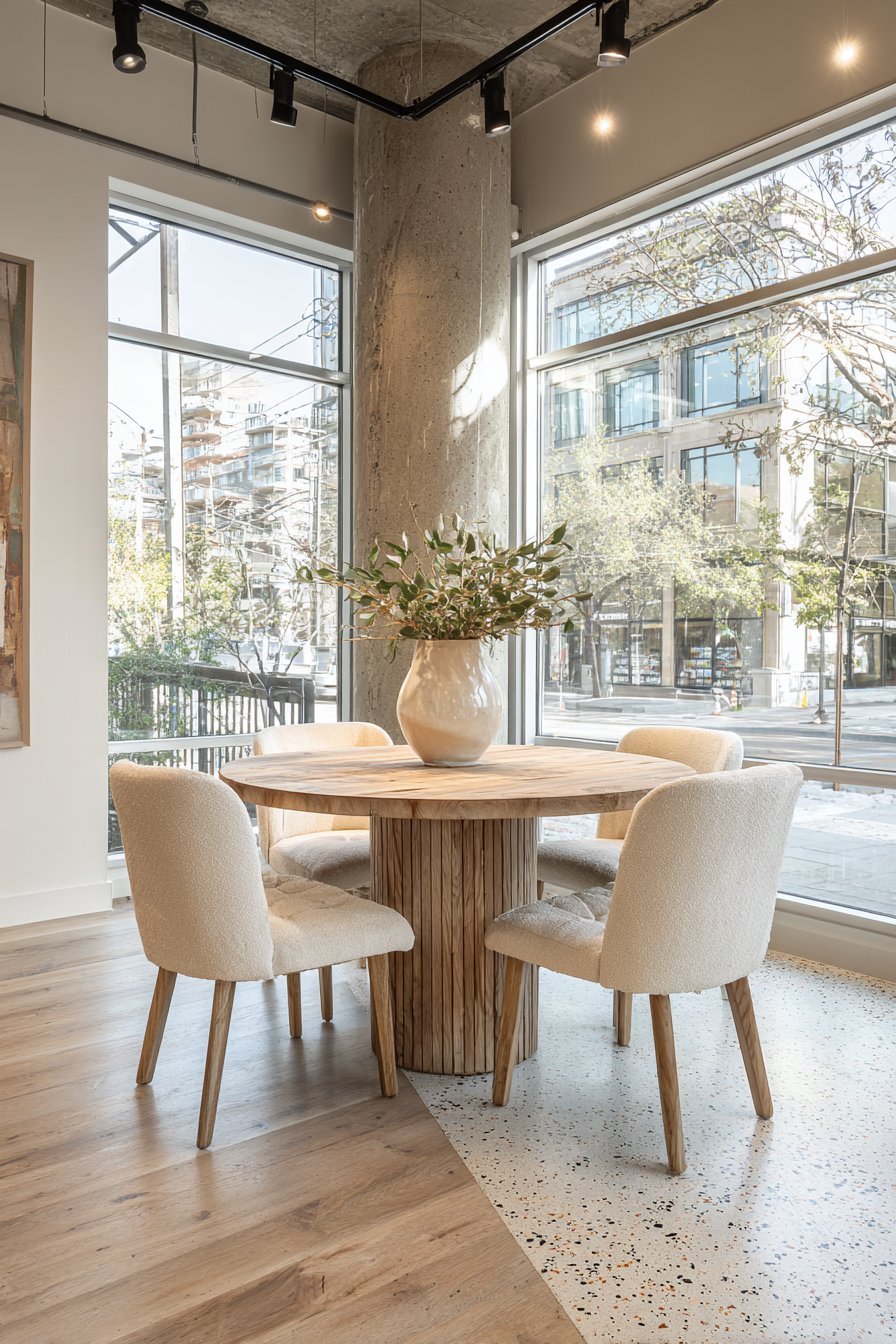 Artistic Concrete Pedestal with Oak Veneer