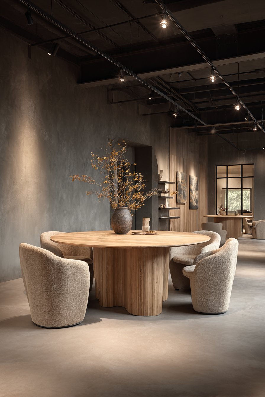 Artistic Concrete Pedestal with Oak Veneer