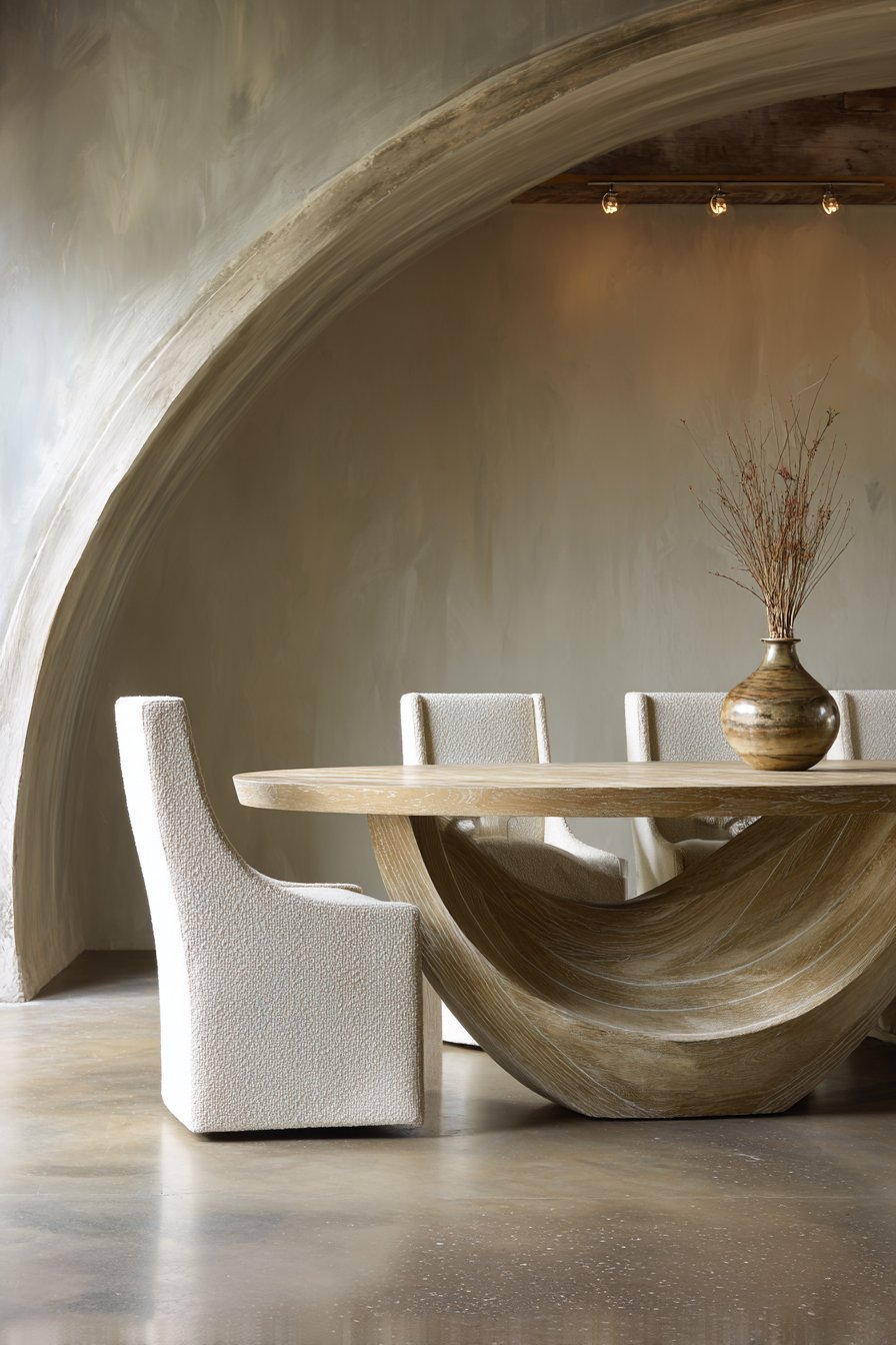 Artistic Concrete Pedestal with Oak Veneer