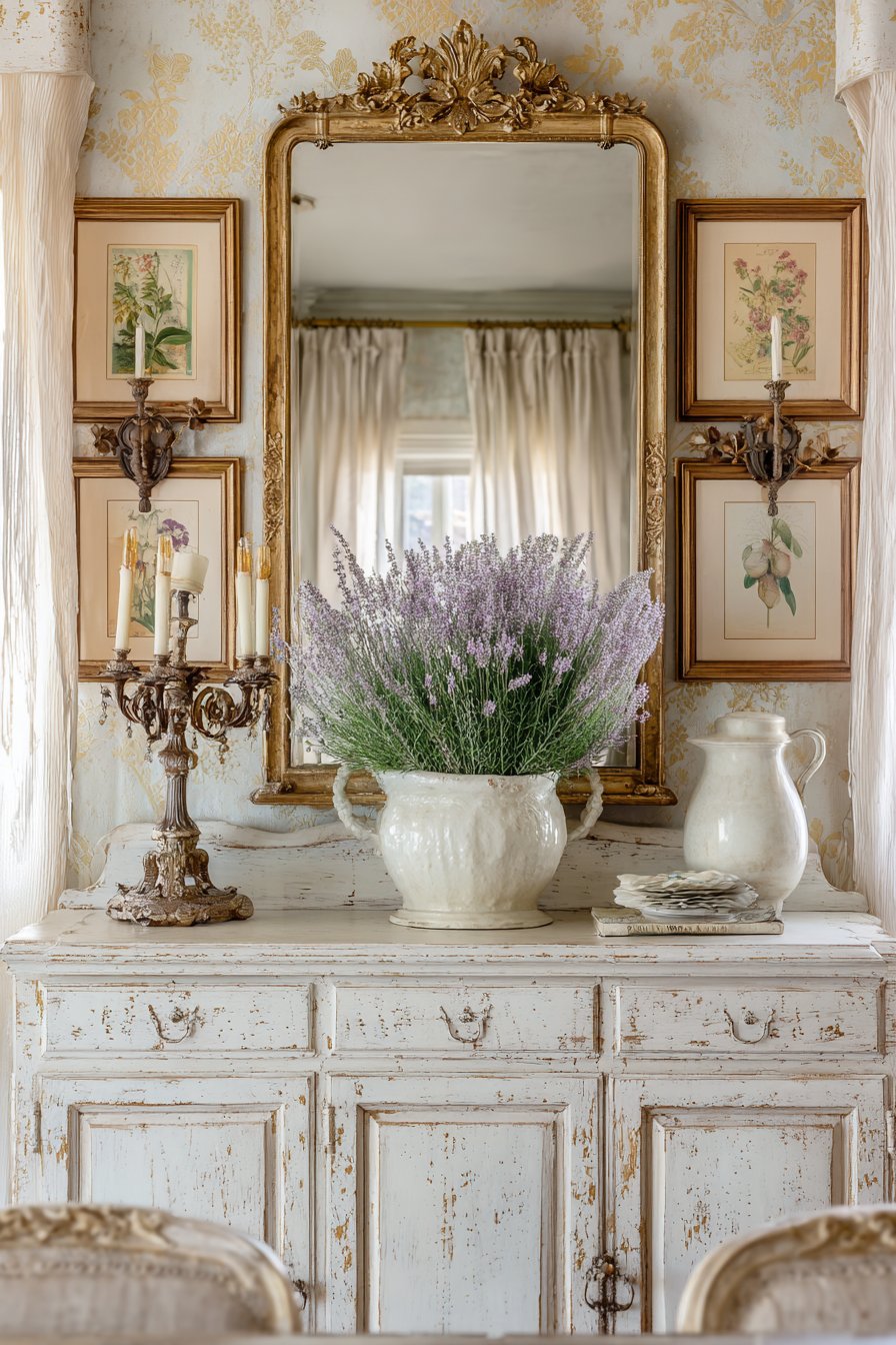 French Country Romantic Mirror Display