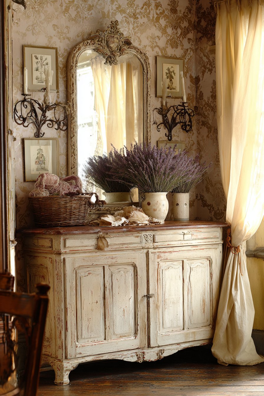 French Country Romantic Mirror Display