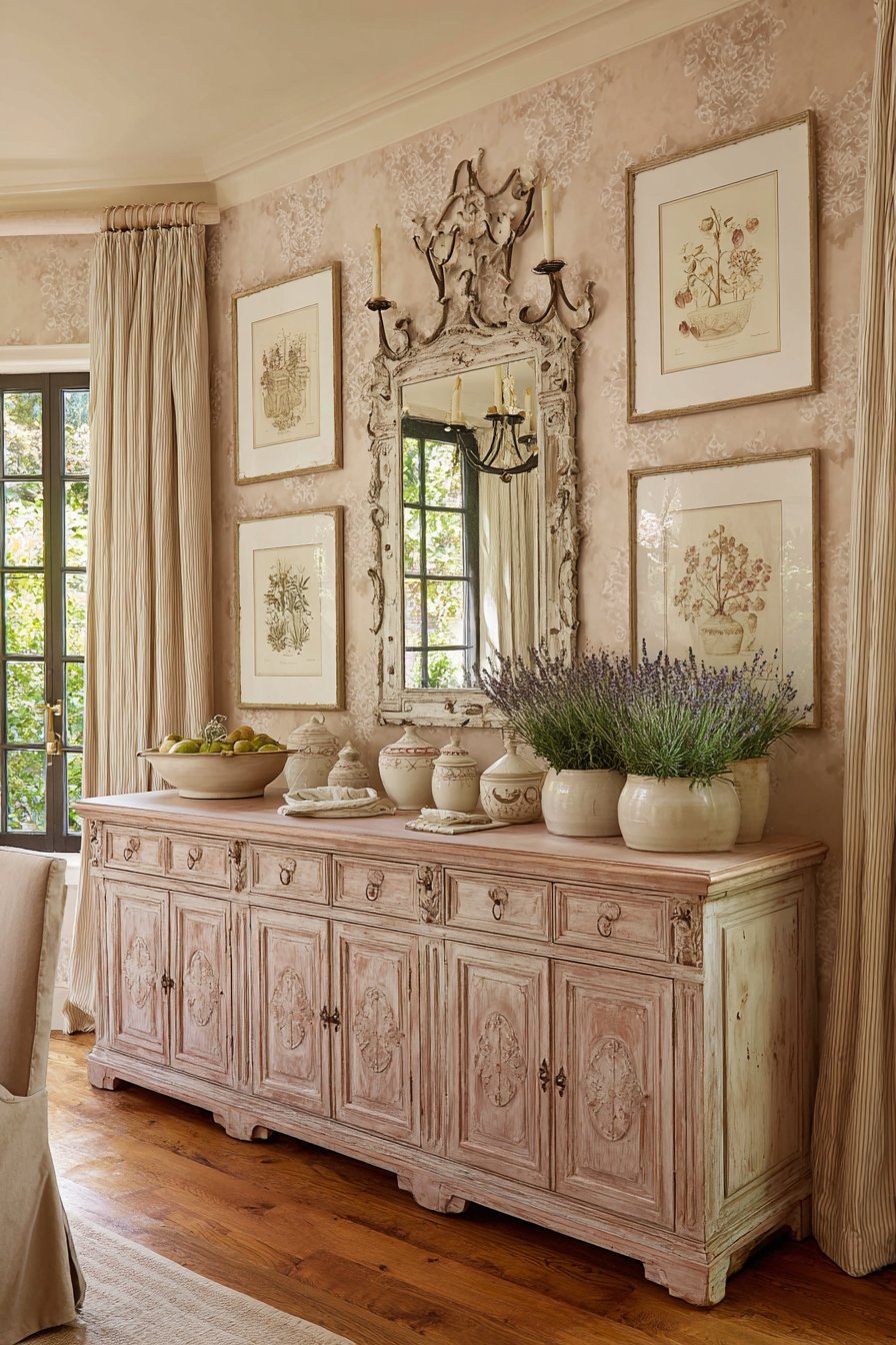 French Country Romantic Mirror Display