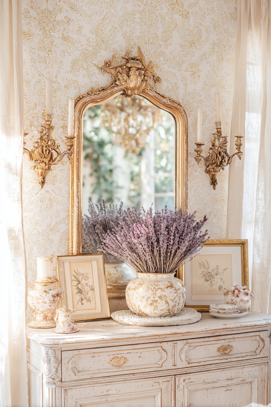 French Country Romantic Mirror Display