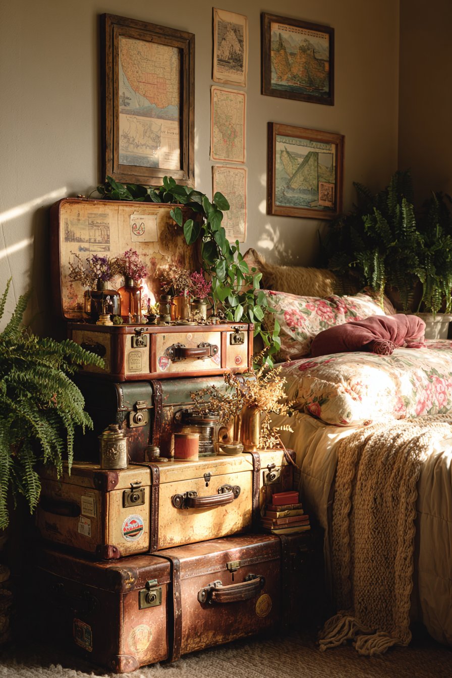Vintage Suitcase Storage Solution