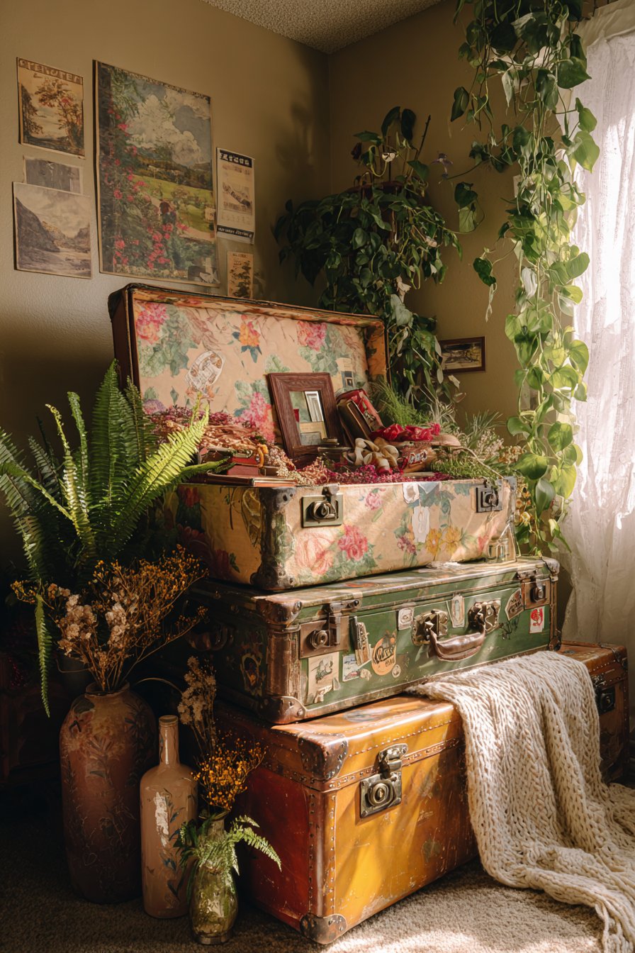 Vintage Suitcase Storage Solution