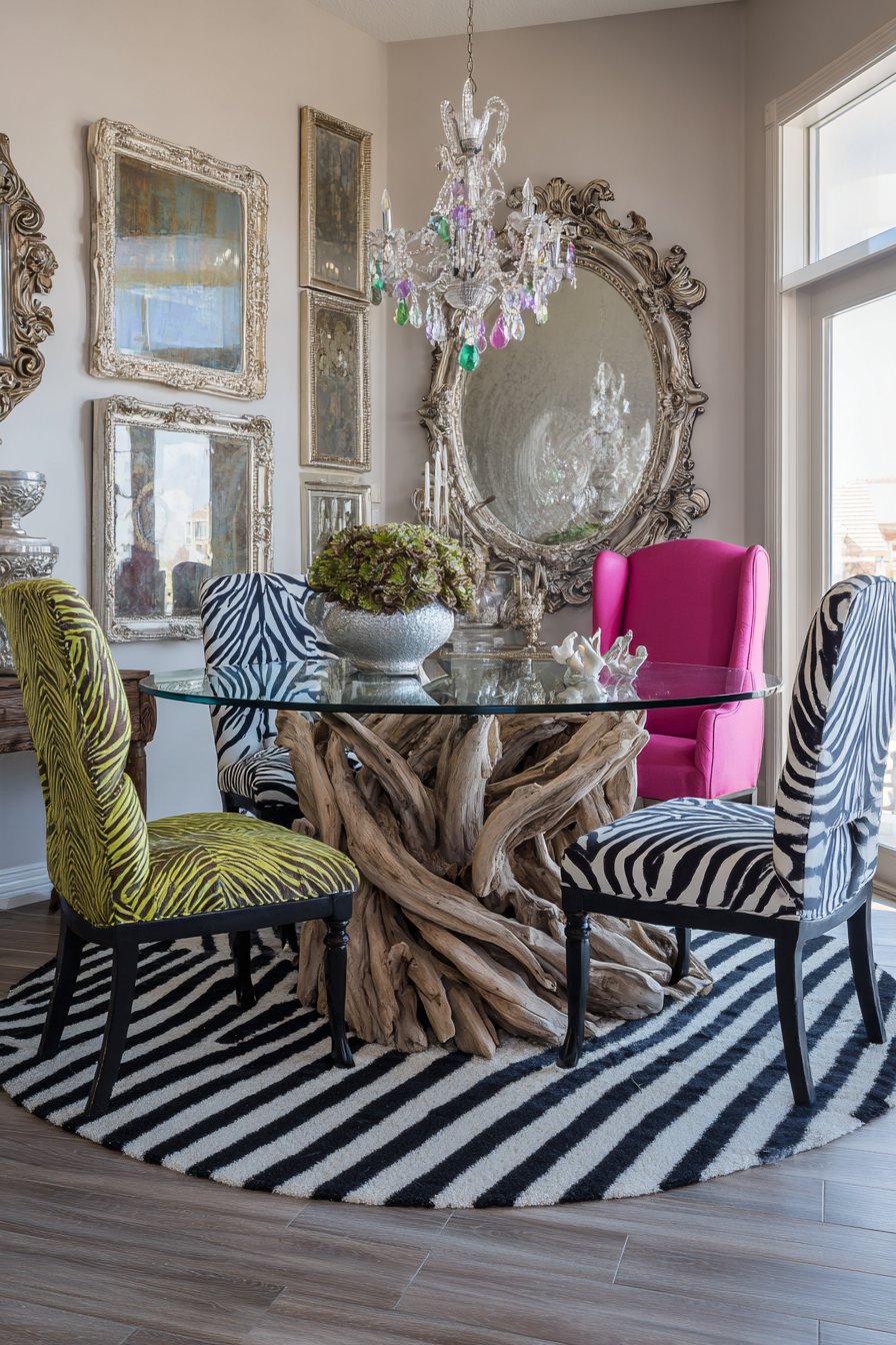 Driftwood Base with Animal Print Maximalism