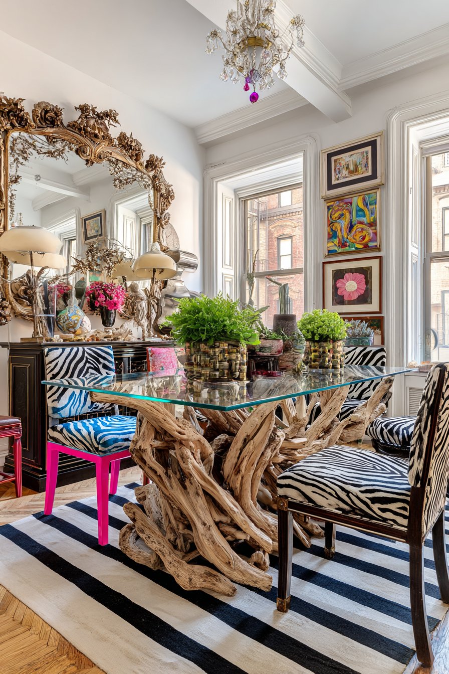 Driftwood Base with Animal Print Maximalism