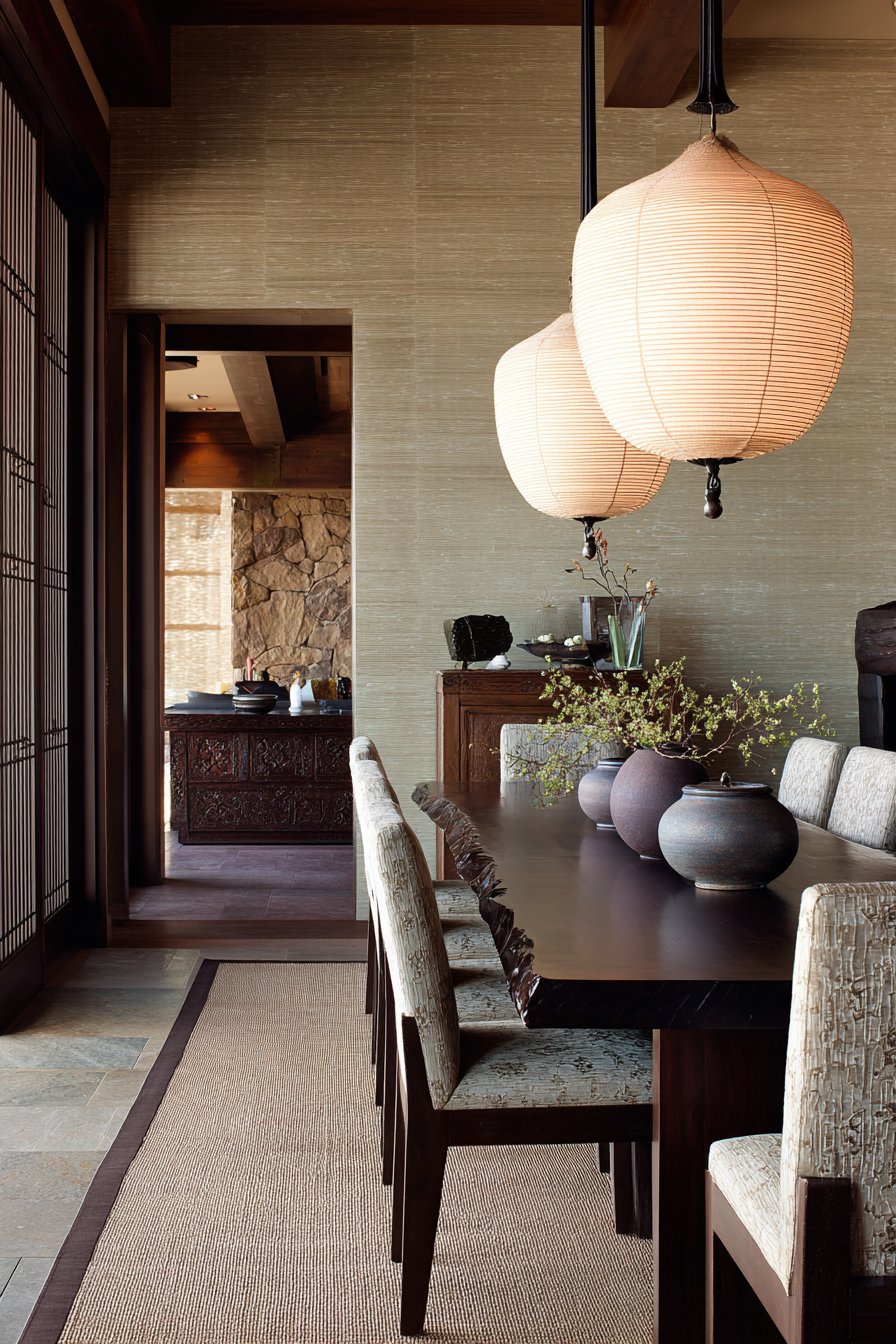 Asian-Inspired Low-Profile Elm and Silk