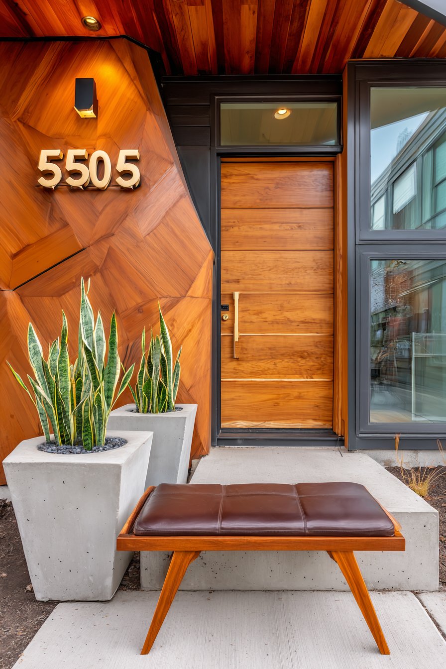 Mid-Century Teak and Brass Geometry