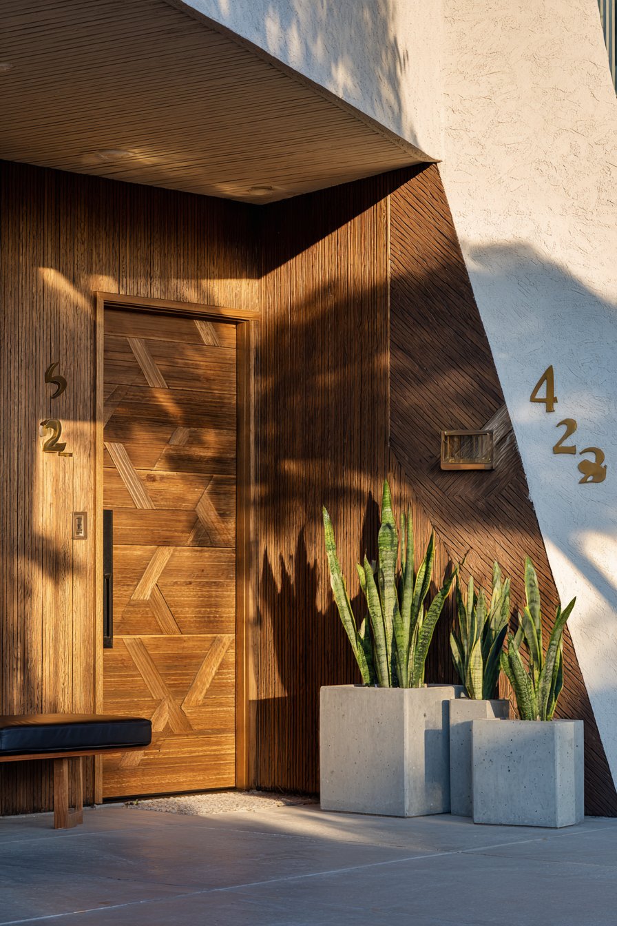 Mid-Century Teak and Brass Geometry