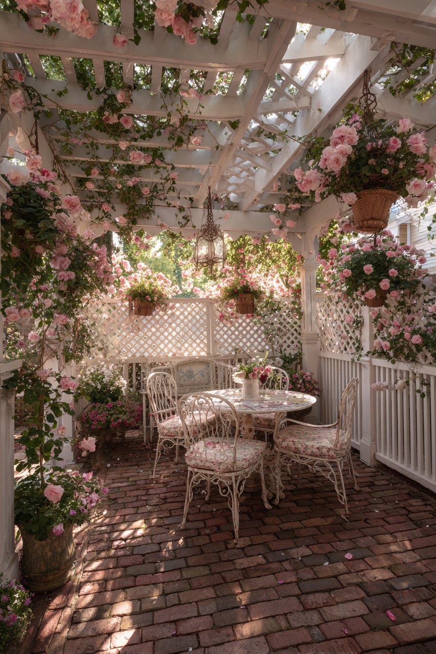 Victorian Cottage Garden White Painted Pergola