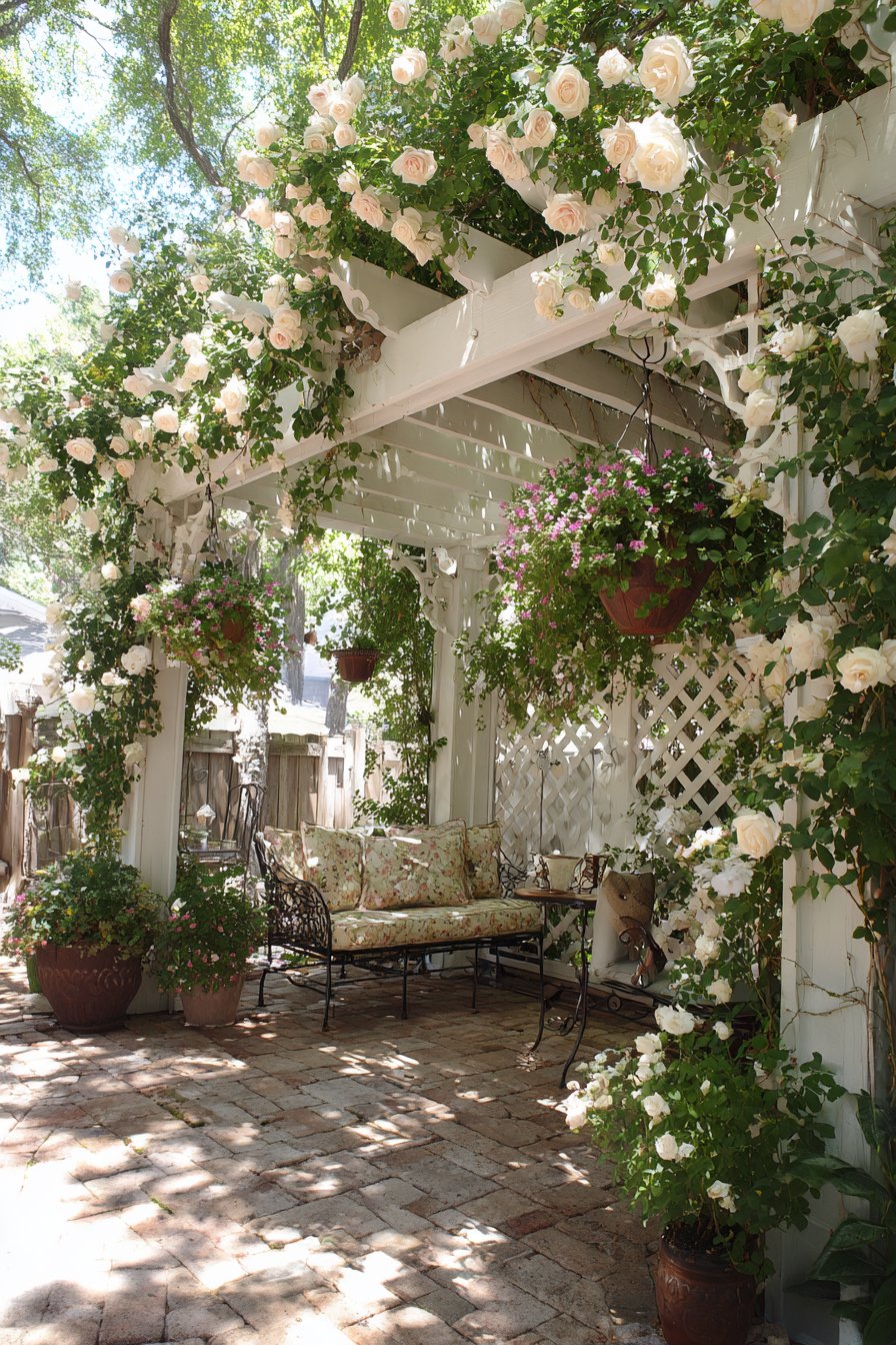 Victorian Cottage Garden White Painted Pergola