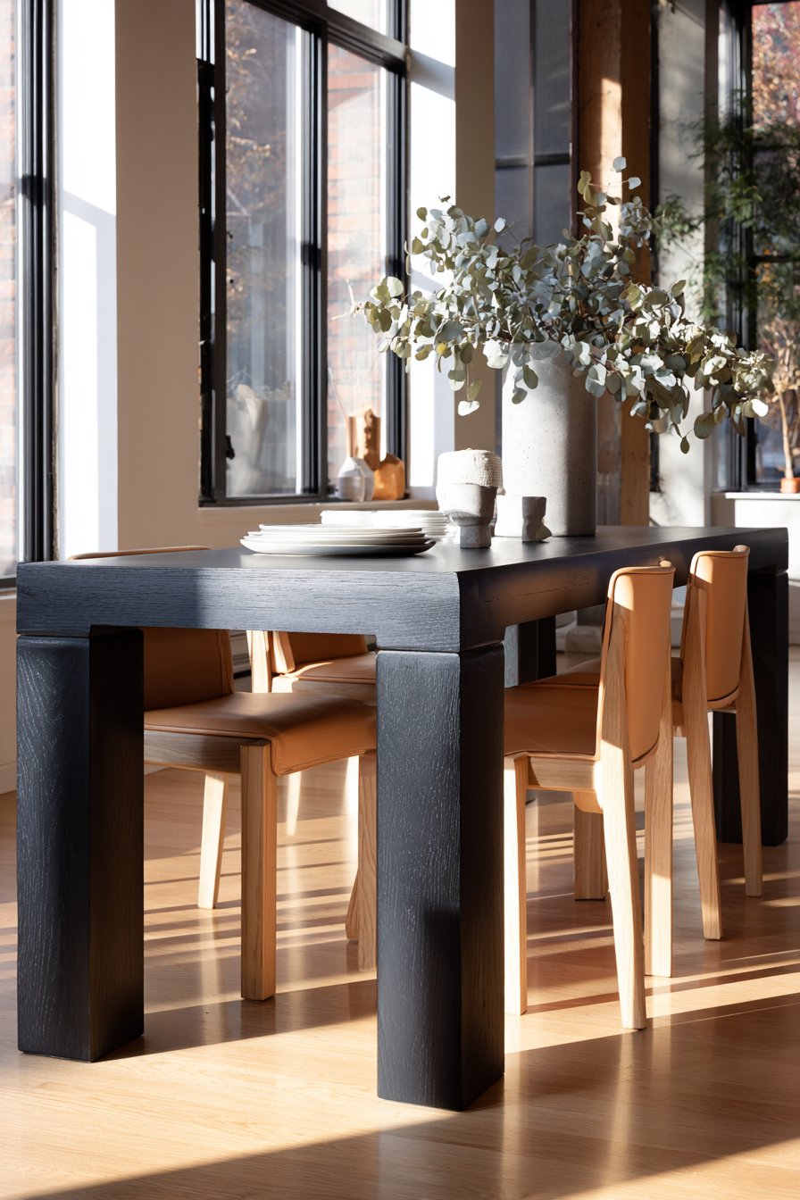 Minimalist Black-Stained Ash with Scandinavian Chairs