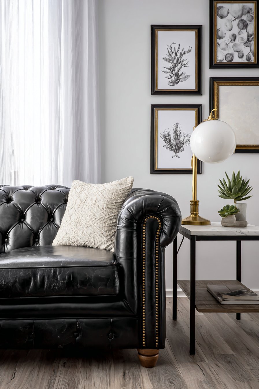 Scandinavian Minimalism with Black Leather