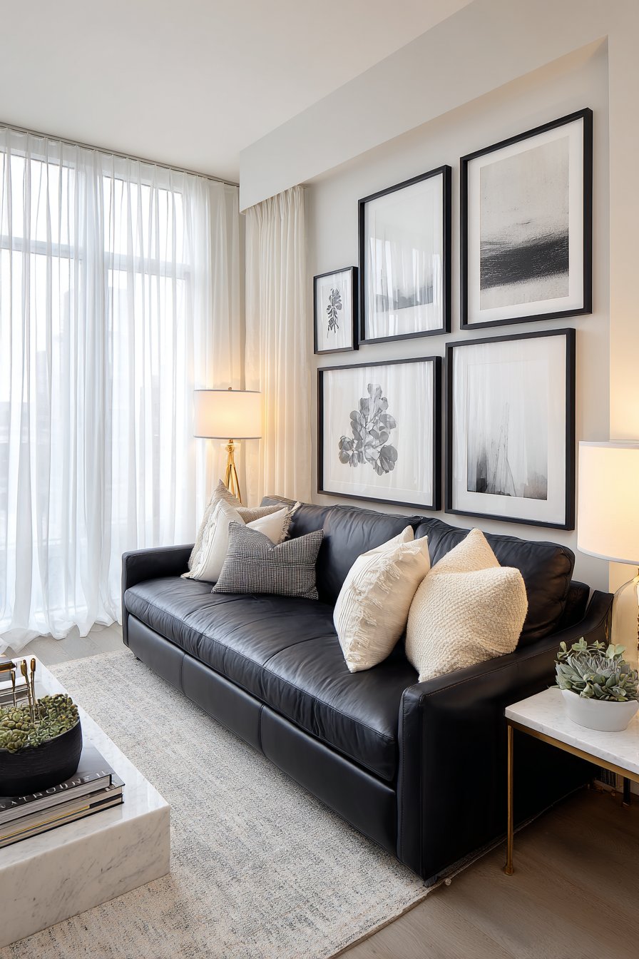 Scandinavian Minimalism with Black Leather