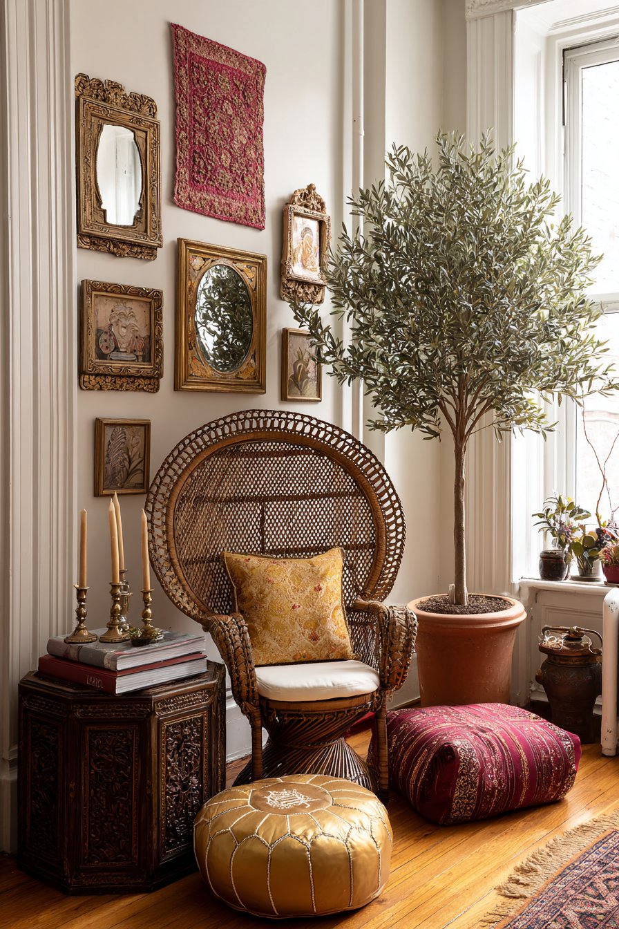 Rattan Peacock Chair Reading Corner