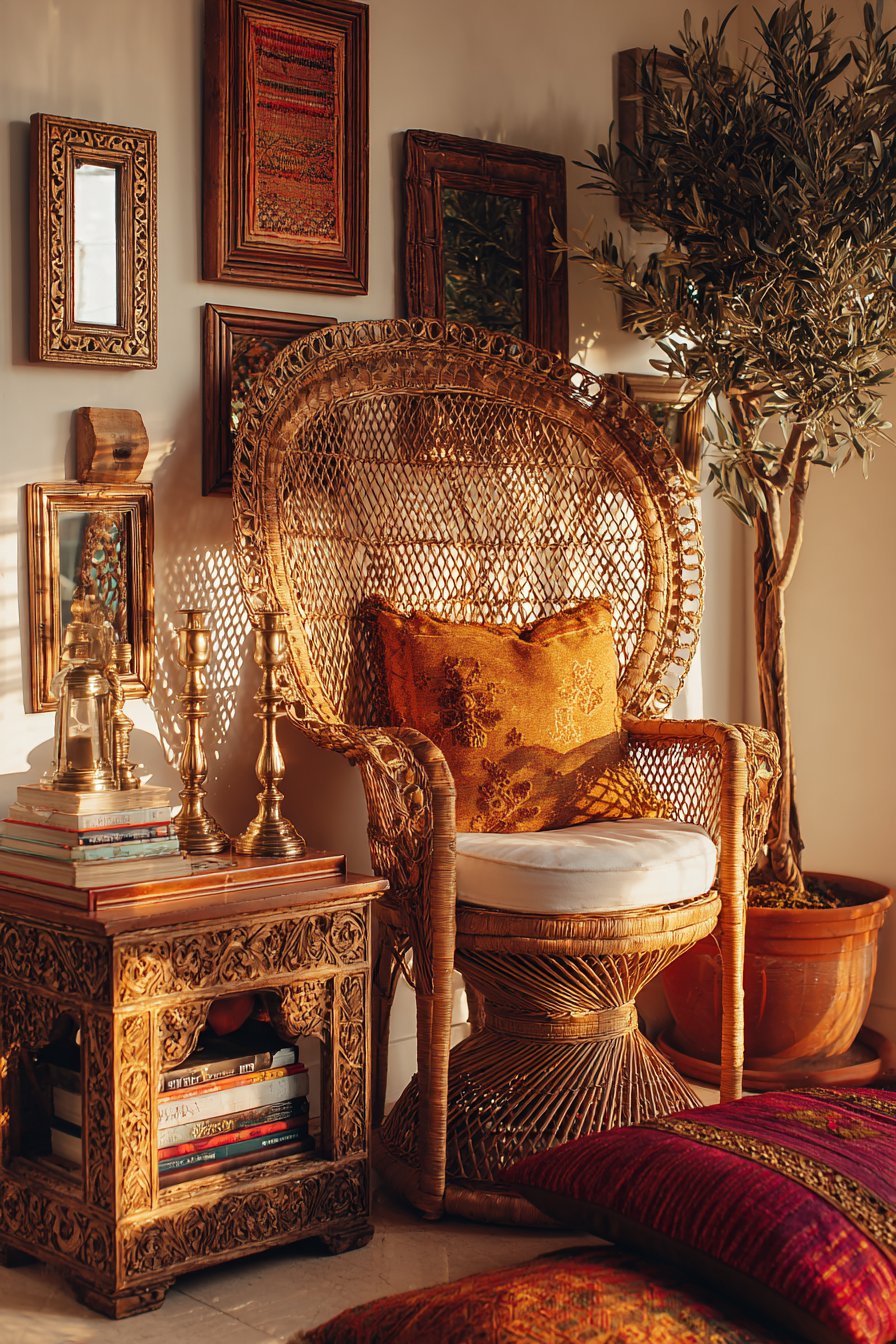 Rattan Peacock Chair Reading Corner