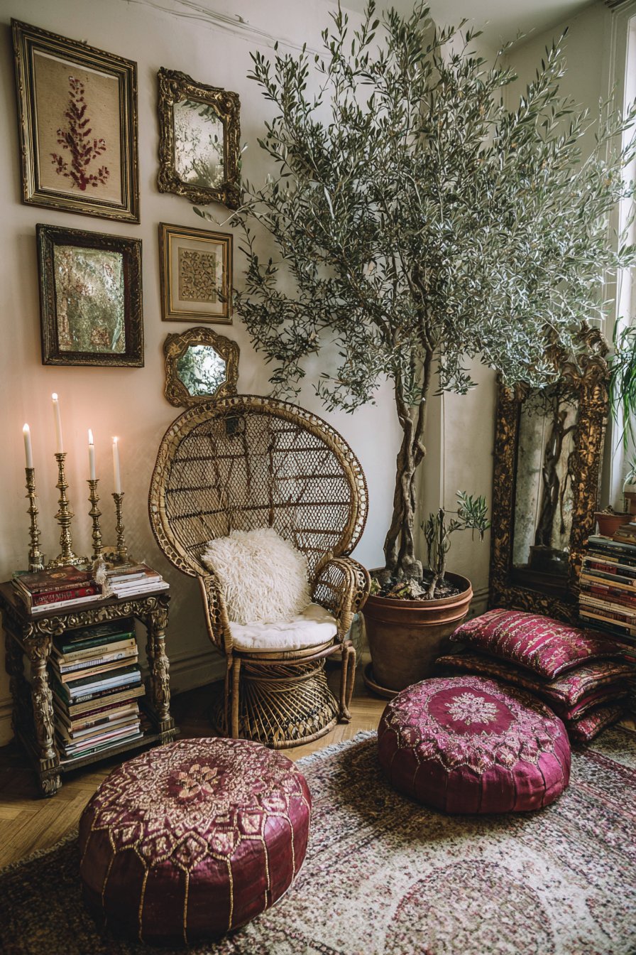 Rattan Peacock Chair Reading Corner