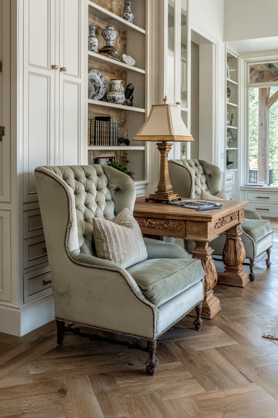Traditional Sitting Area with Wingback Chairs