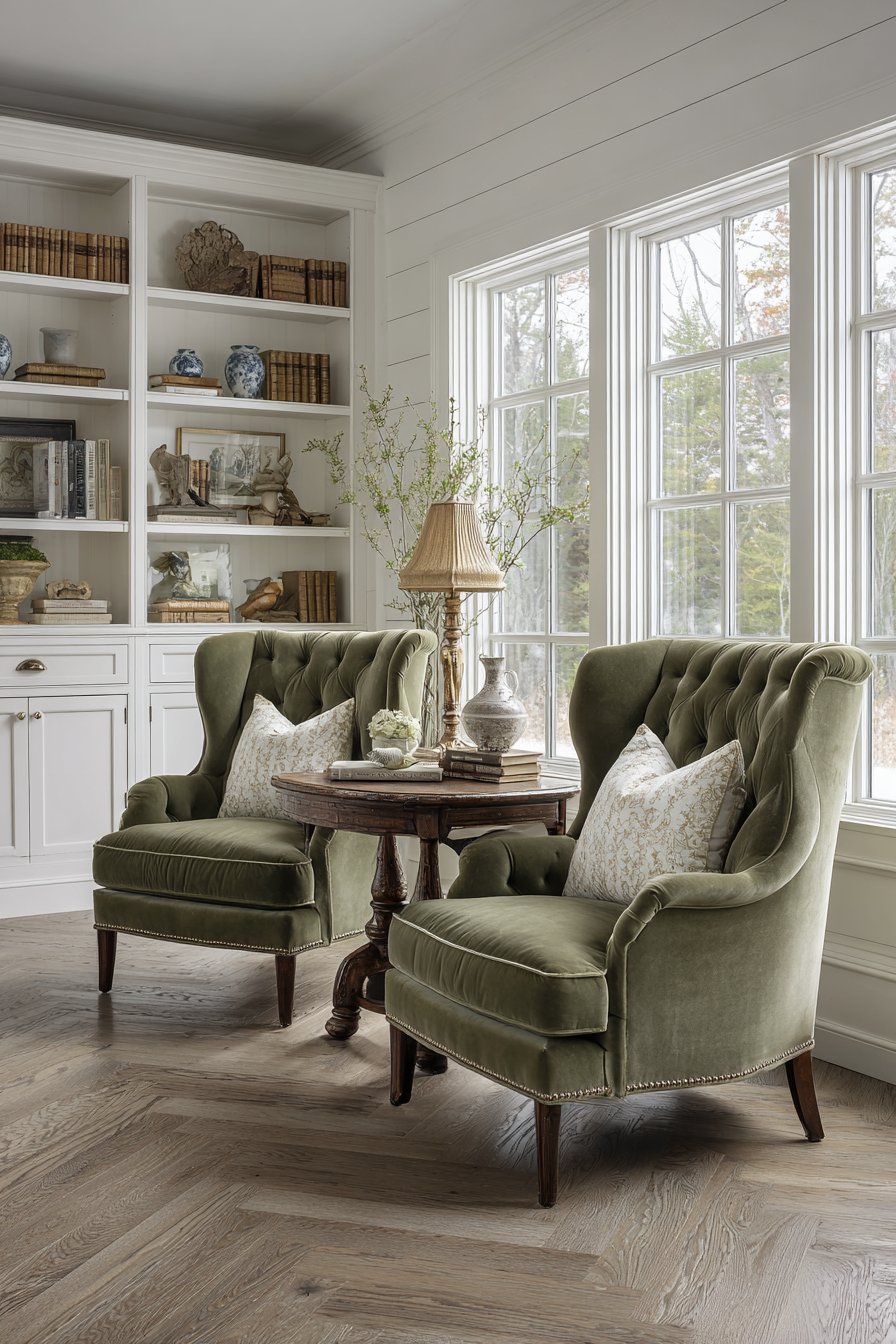 Traditional Sitting Area with Wingback Chairs