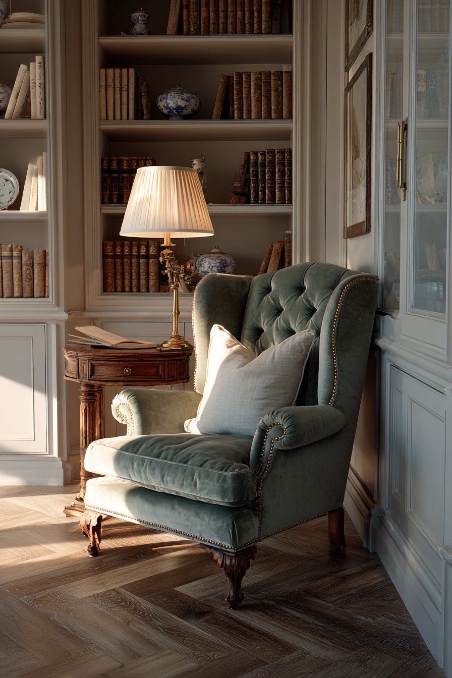 Traditional Sitting Area with Wingback Chairs