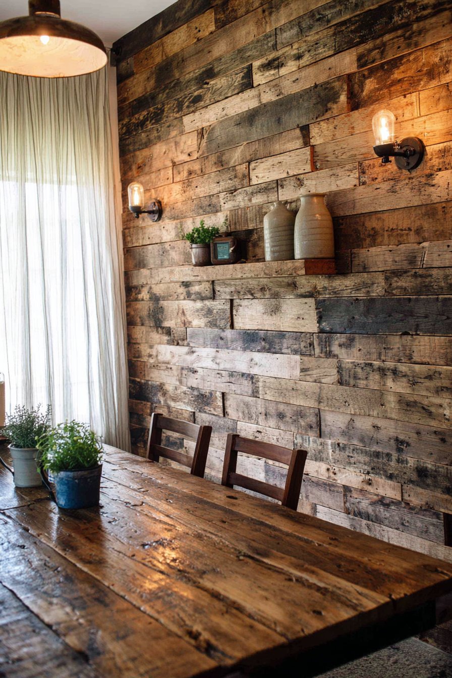 Farmhouse Rustic Wood Panel Feature
