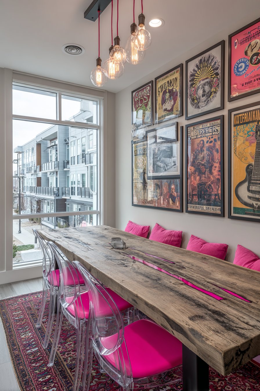 Industrial Reclaimed Wood with Neon Resin Inlays